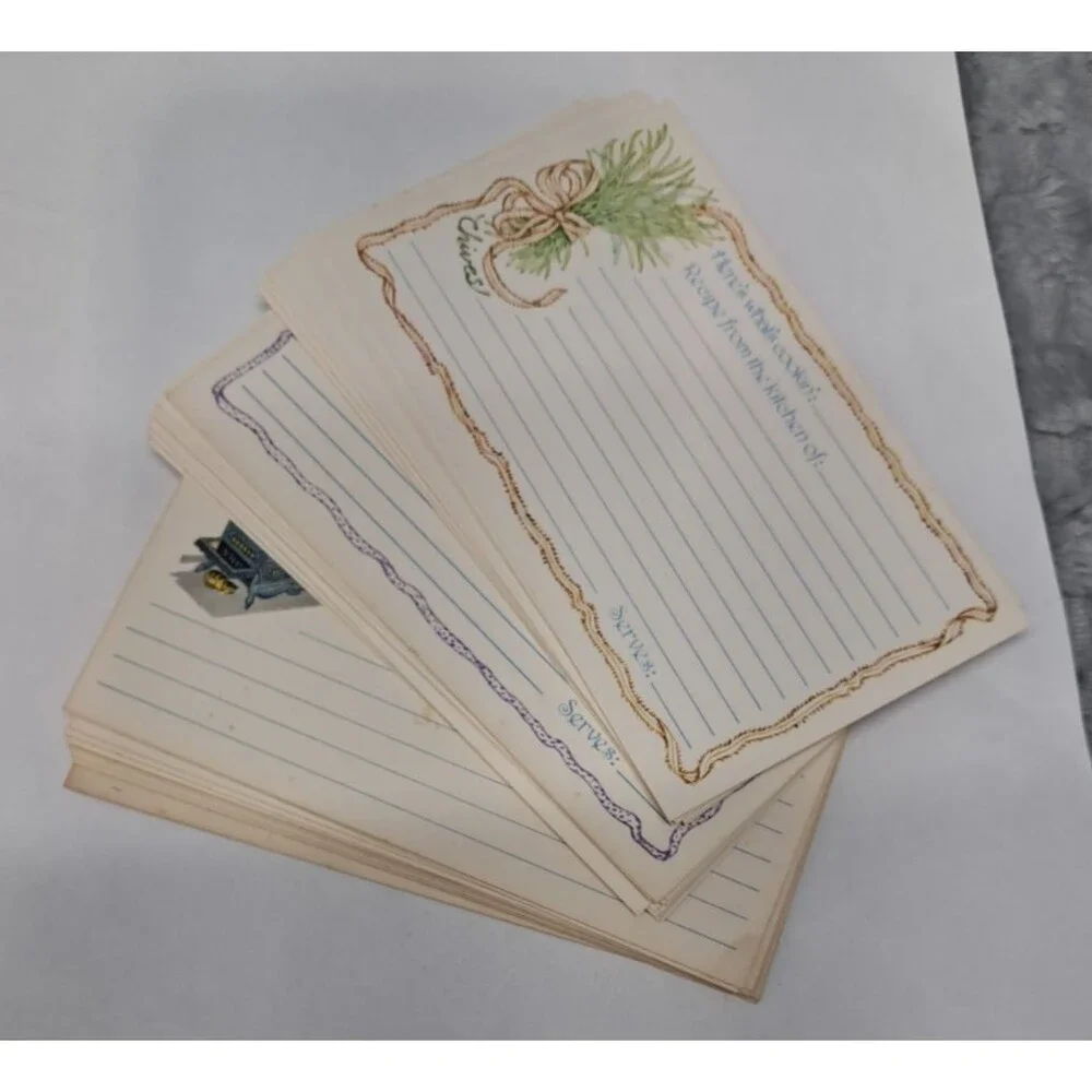 VTG Current Inc Recipe Cards Box Here's Whats Cookin' Set Thyme Chives Stove
